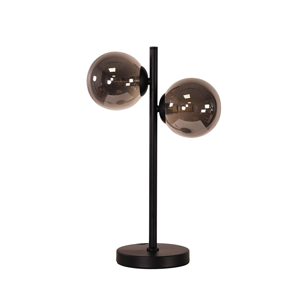 Valcross 2 Light Decorative with Smoke Glass Spheres Table Lamp Black - OL97442BK