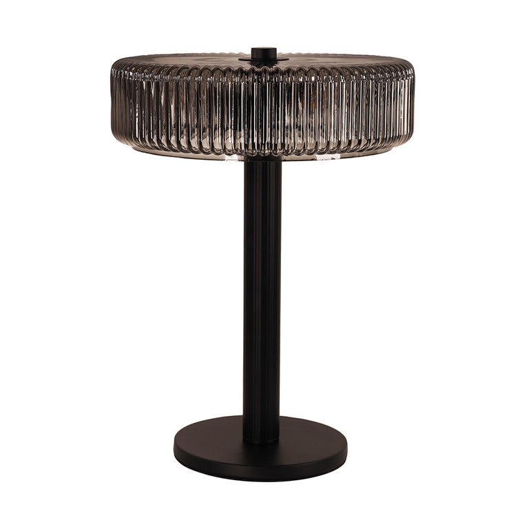 Gordon Ribbed Optic Glass Table Lamp Black - OL97524BK