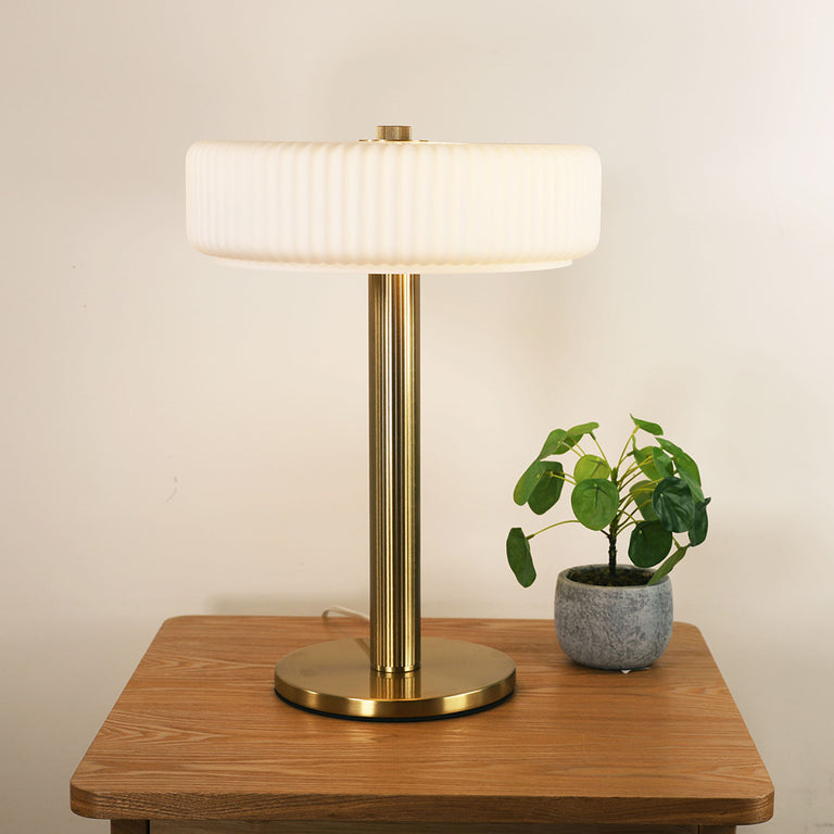 Gordon Ribbed Optic Glass Table Lamp Satin Brass - OL97524SB