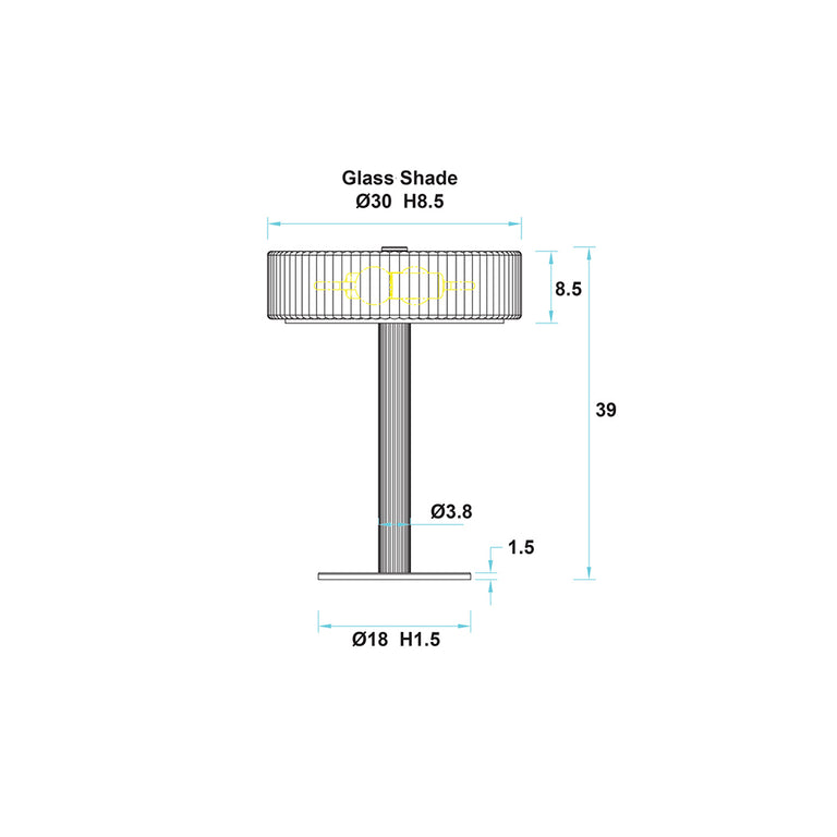 Gordon Ribbed Optic Glass Table Lamp Satin Brass - OL97524SB