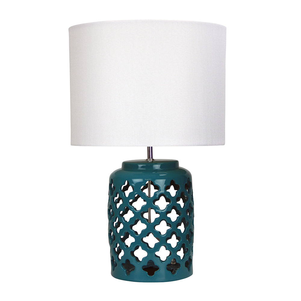 Casbah Moorish Cut Ceramic Table Lamp Teal - OL97978TE