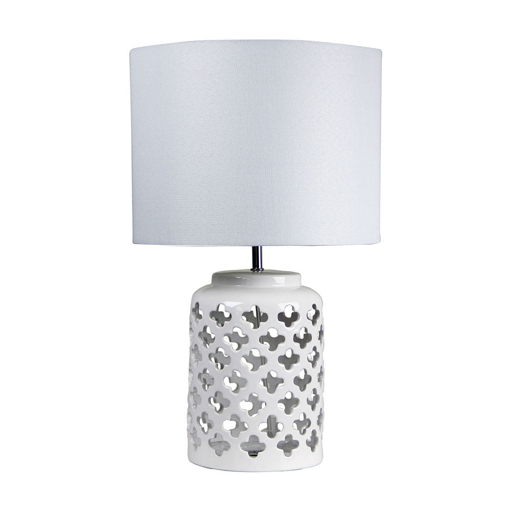 Casbah Moorish Cut Ceramic Table Lamp White - OL97978WH