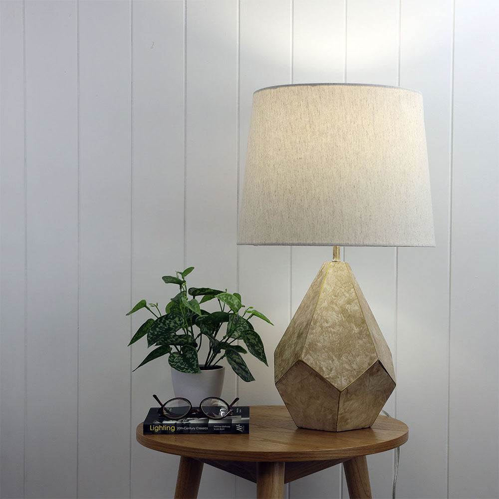 Leon Geometrical Table Lamp White & Gold - OL98865