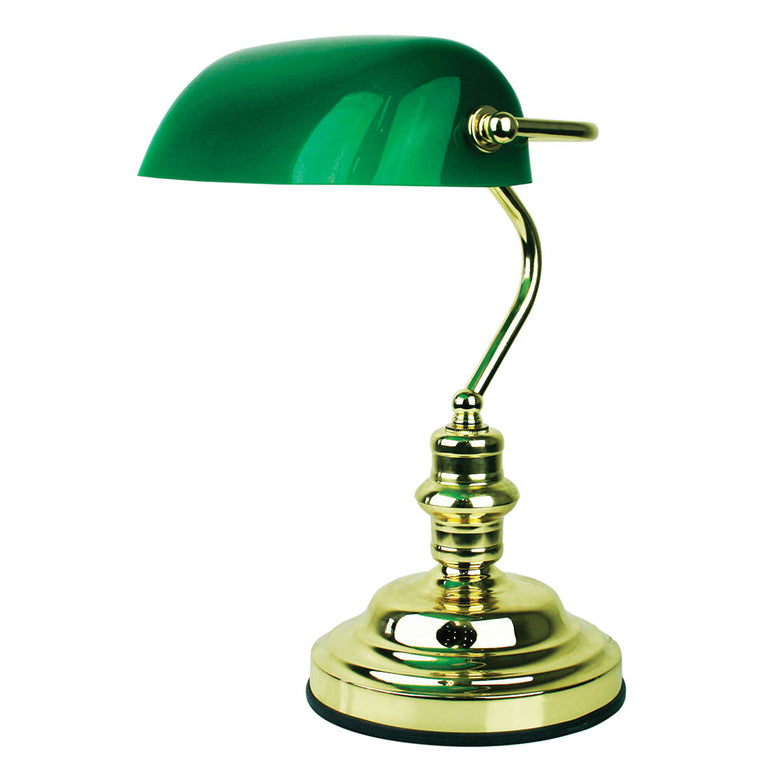 Bankers Brass Table Lamp Brass / Green - OL99441BP