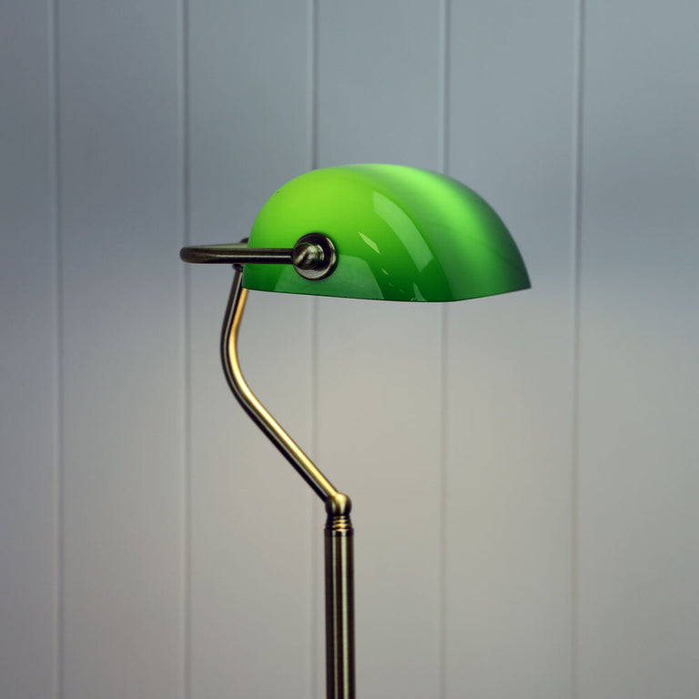 Bankers Floor Lamp Antique Brass / Green - OL99443AB