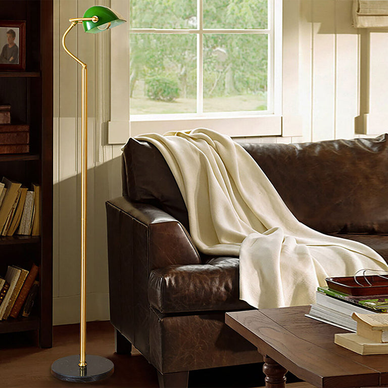 Bankers Floor Lamp Antique Brass / Green - OL99443AB