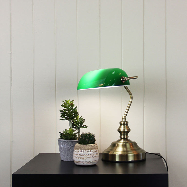 Bankers Touch Table Lamp Antique Brass - OL99458AB