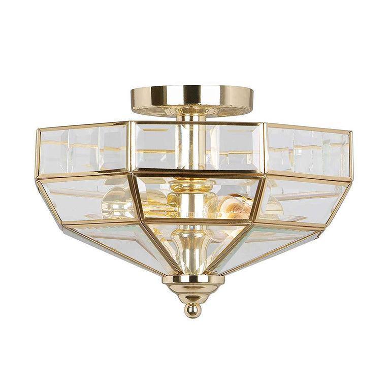 Old Park 2 Light Semi Flush Polished Brass - OLD-PARK-PB