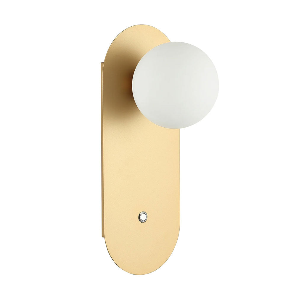 Ovalis Round Opal Diffuser Oblong Base With Switch Wall Light Gold - OVALIS1