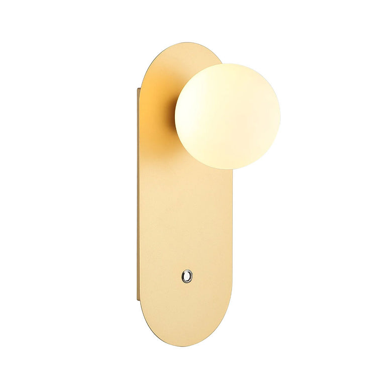 Ovalis Round Opal Diffuser Oblong Base With Switch Wall Light Gold - OVALIS1
