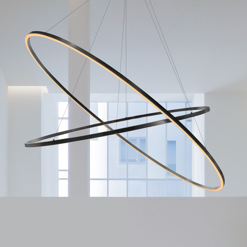 Oval 2 Tier LED 1860mm Dimmable Pendant Black / Warm White