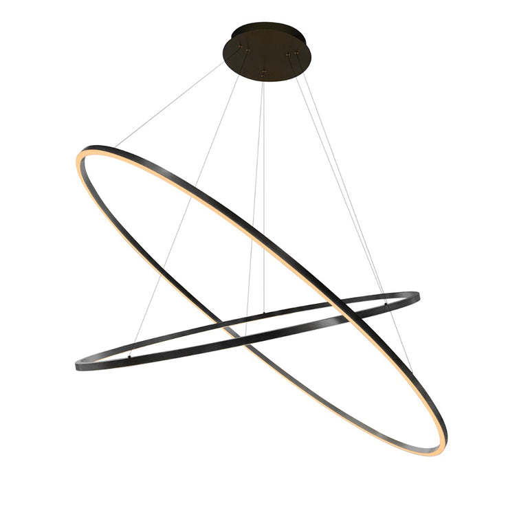 Oval 2 Tier LED 1860mm Dimmable Pendant Black / Warm White