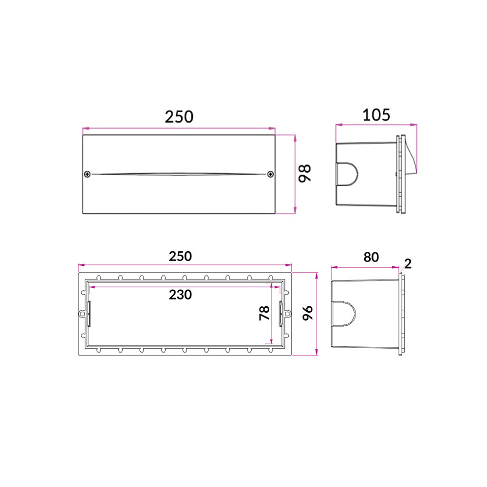 LED 13W Bricklight Dark Grey / Tri-Colour IP65 - OGATRI1