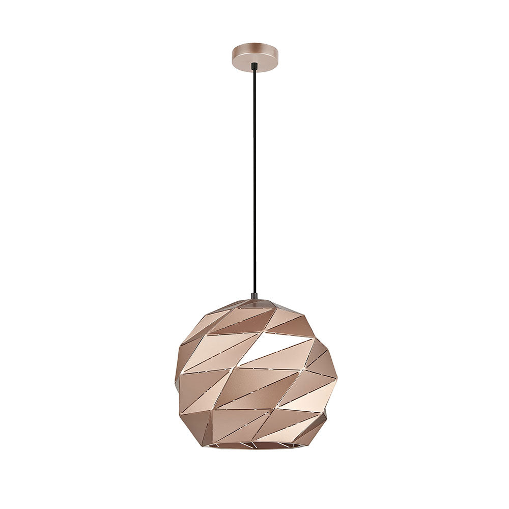 Interior Dome Carved Iron Pendant Large Rose Gold - ORIGAMI5