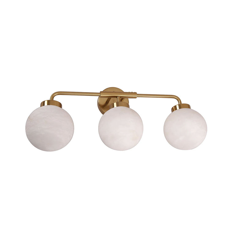 Triple Sphere Marble With Brass Highlight Round Base Wall Light - PALLA-W2