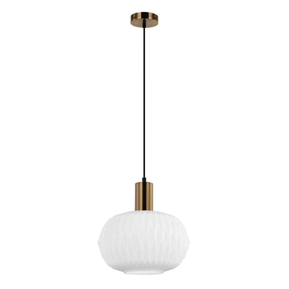 Interior Pleated Opal Opaque Dome Glass Pendant - PAPEL2