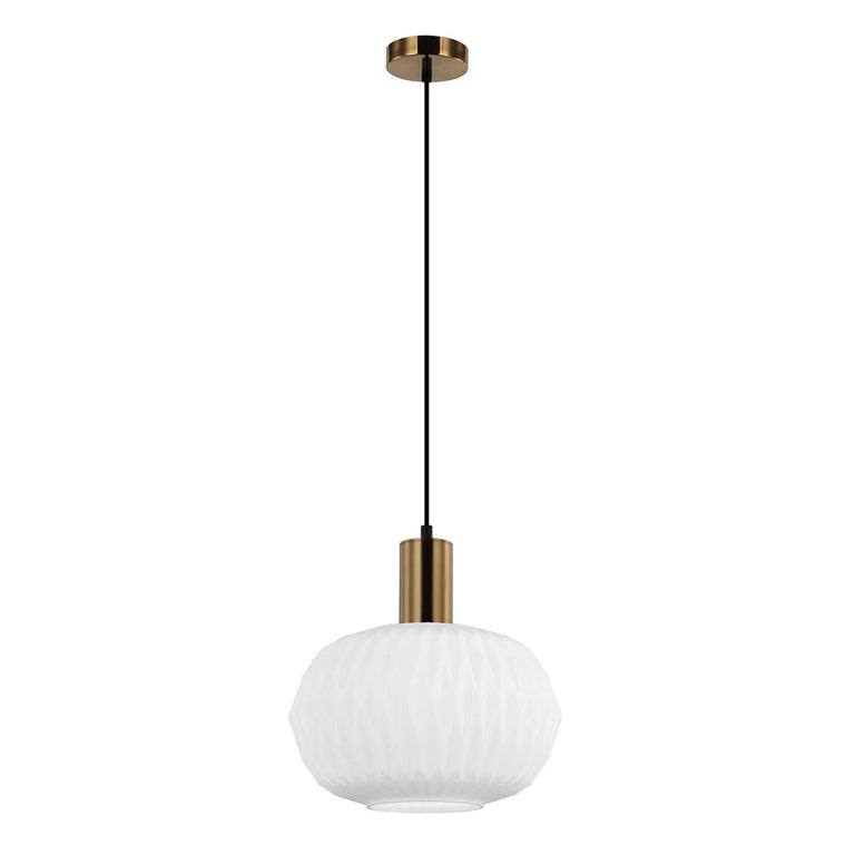 Interior Pleated Opal Opaque Dome Glass Pendant - PAPEL2