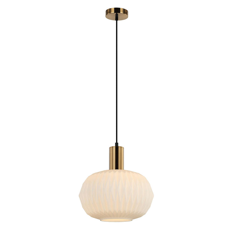 Interior Pleated Opal Opaque Dome Glass Pendant - PAPEL2