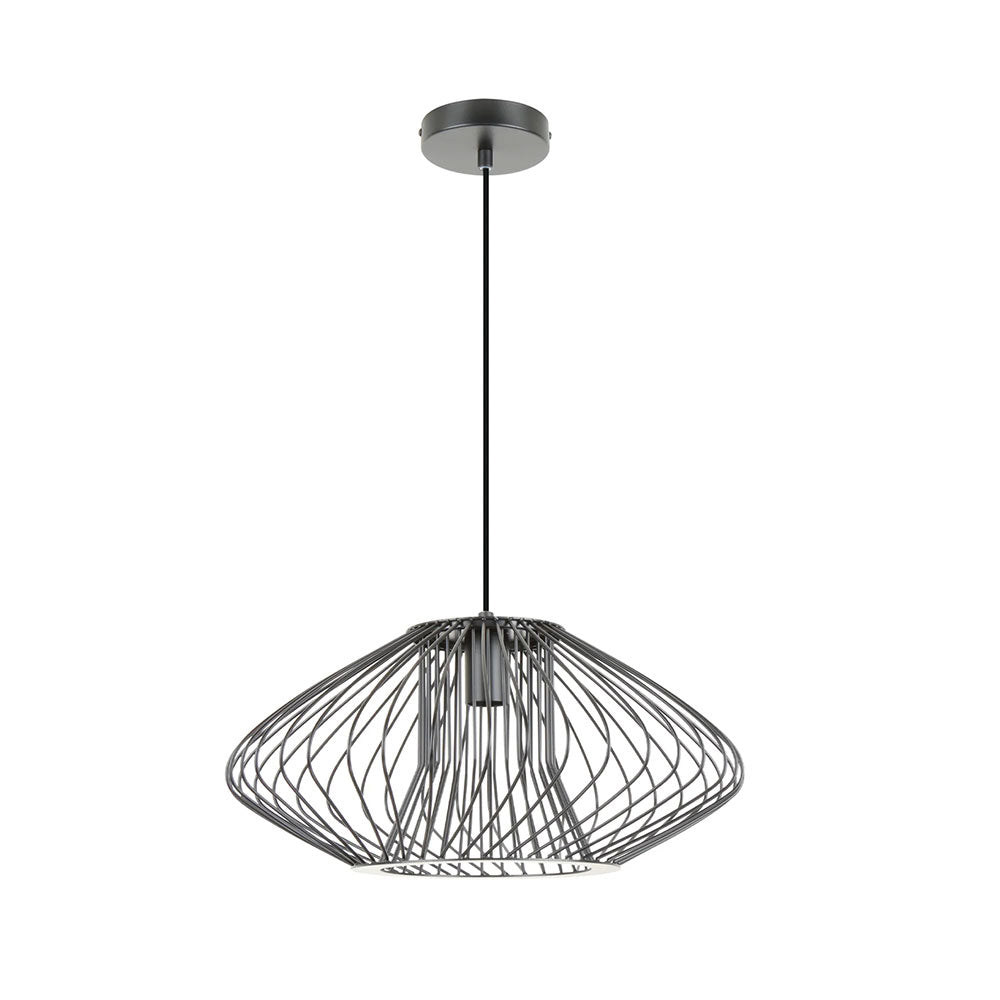 Interior Oval Cage 440mm Iron Pendant Matt Black - PARRILLA1