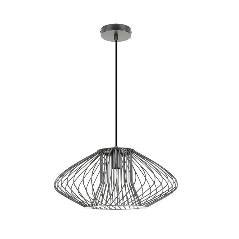 Interior Oval Cage 440mm Iron Pendant Matt Black - PARRILLA1