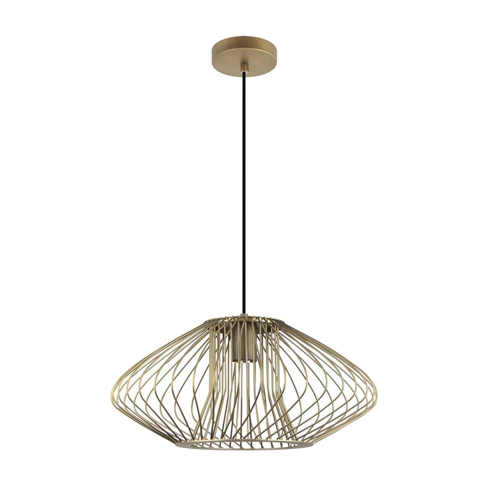 Interior Oval Cage 440mm Iron Pendant Antique Brass - PARRILLA2