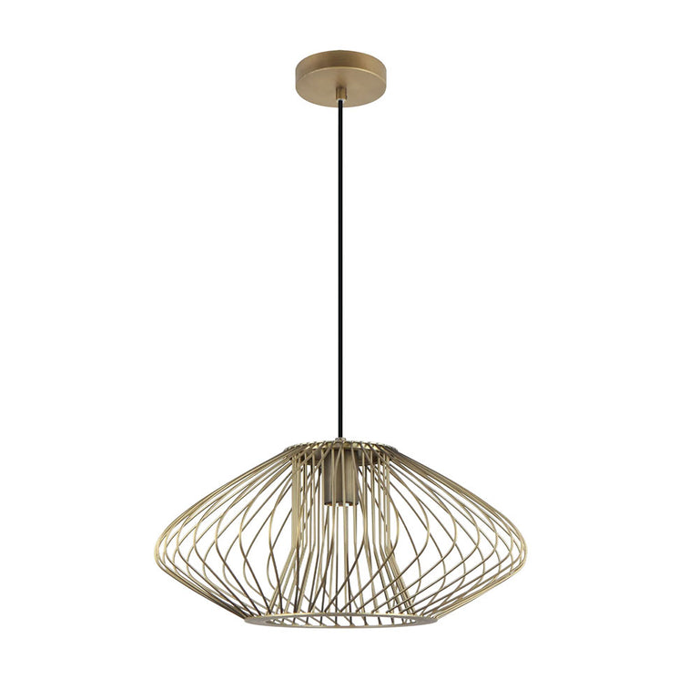 Interior Oval Cage 440mm Iron Pendant Antique Brass - PARRILLA2