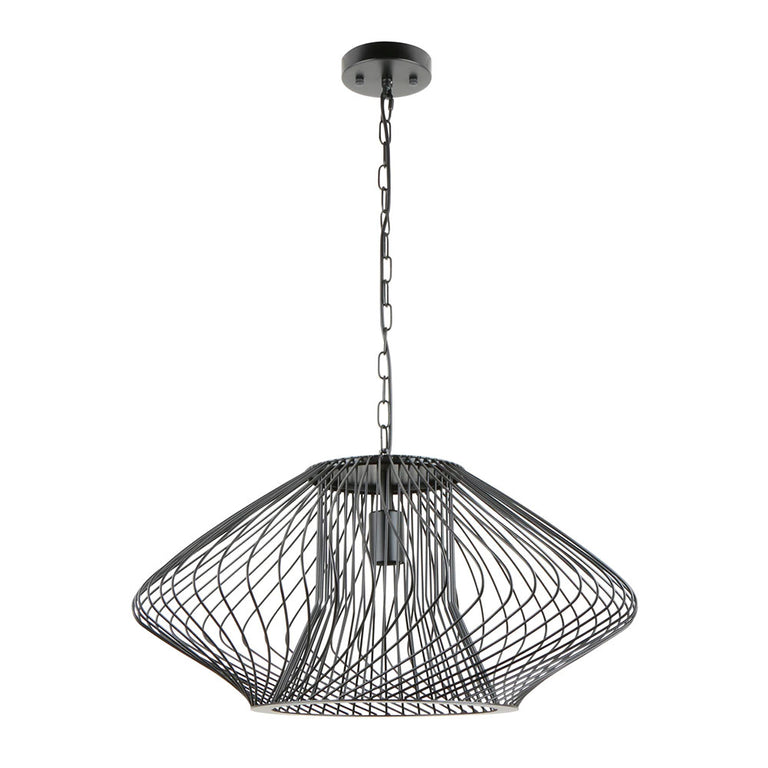 Interior Oval Cage 600mm Iron Pendant Matt Black - PARRILLA3