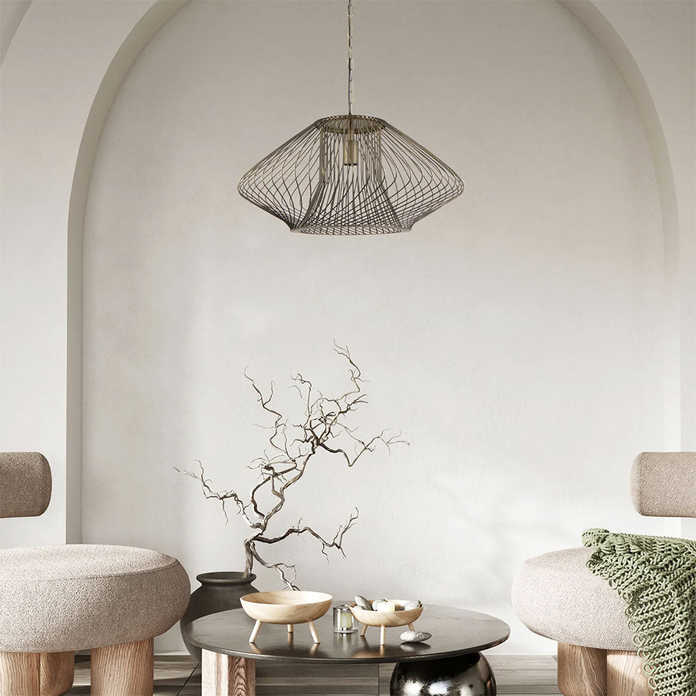 Interior Oval Cage 600mm Iron Pendant Antique Brass - PARRILLA4