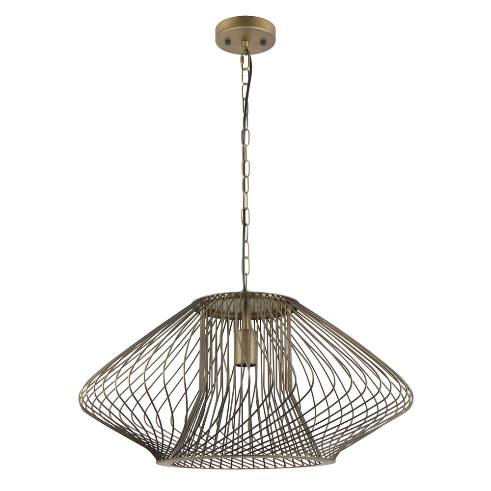 Interior Oval Cage 600mm Iron Pendant Antique Brass - PARRILLA4