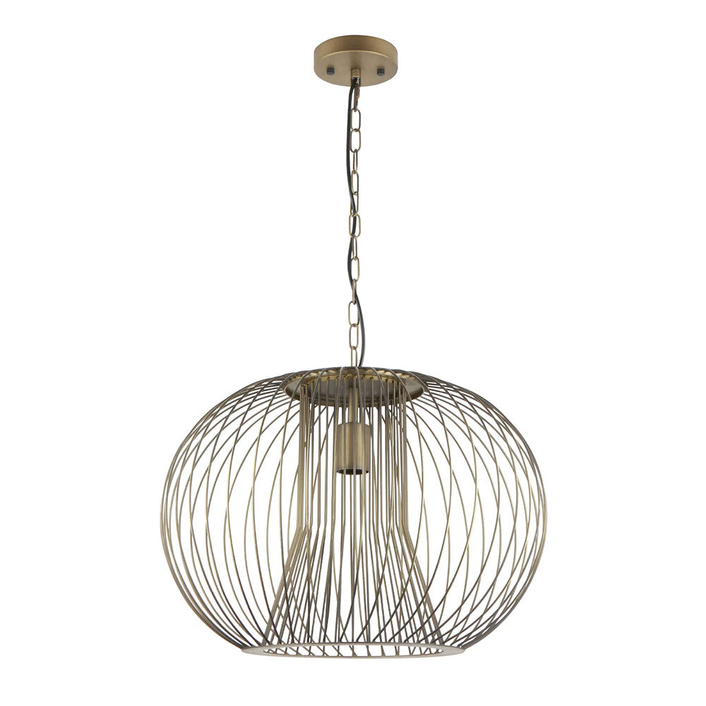 Interior Round Cage Iron Pendant Antique Brass - PARRILLA6