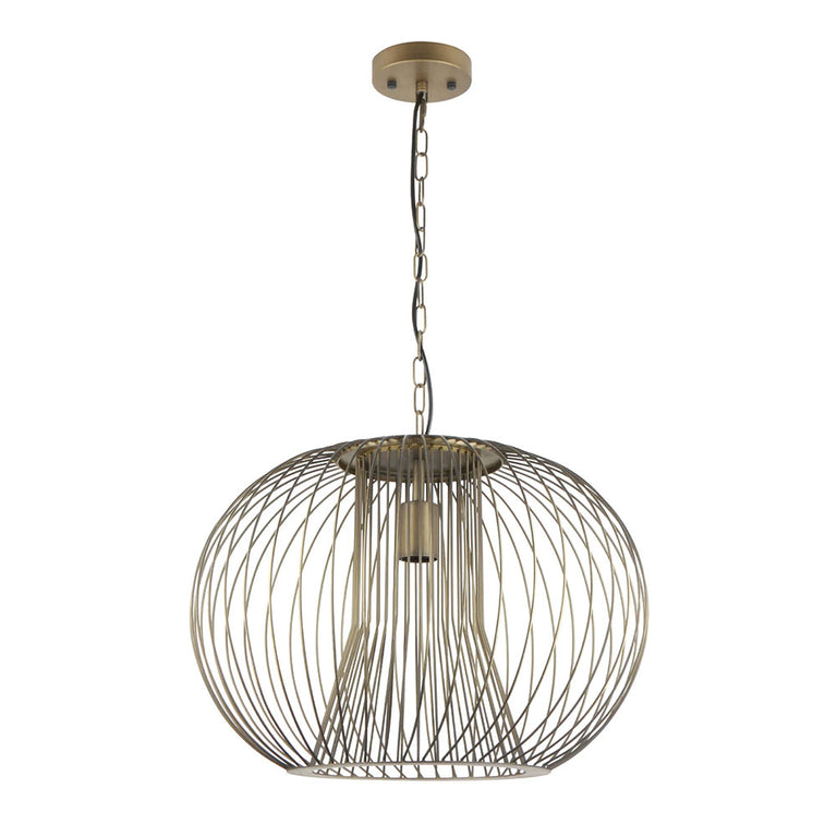 Interior Round Cage Iron Pendant Antique Brass - PARRILLA6