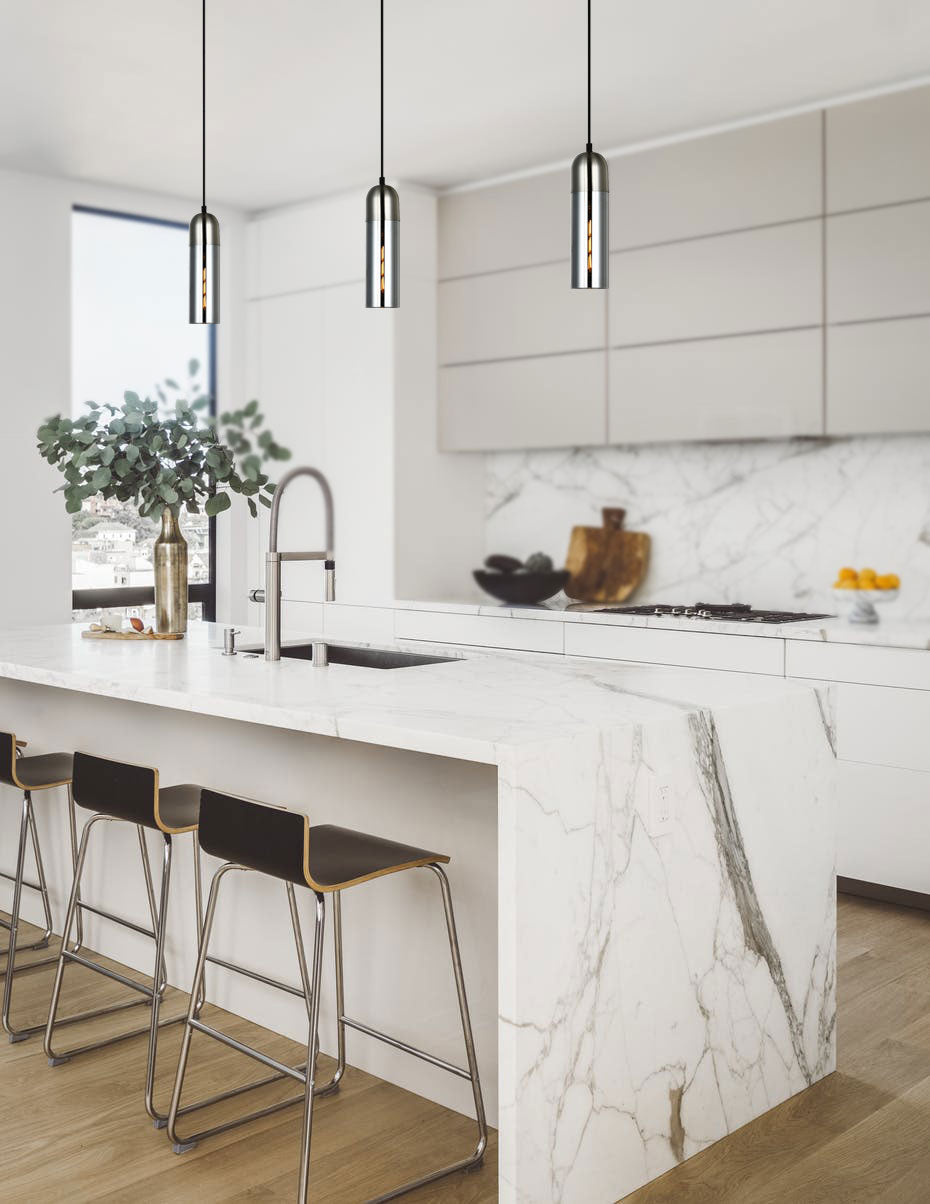 Cylinder Pendant Smoke Glass / Satin Chrome Highlight - PASTILLE1