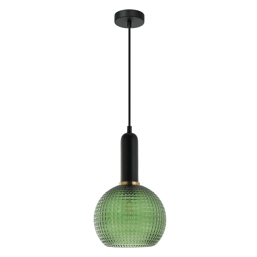 Interior Segmented Wine Shaped Glass Pendant Green - PELOTA2
