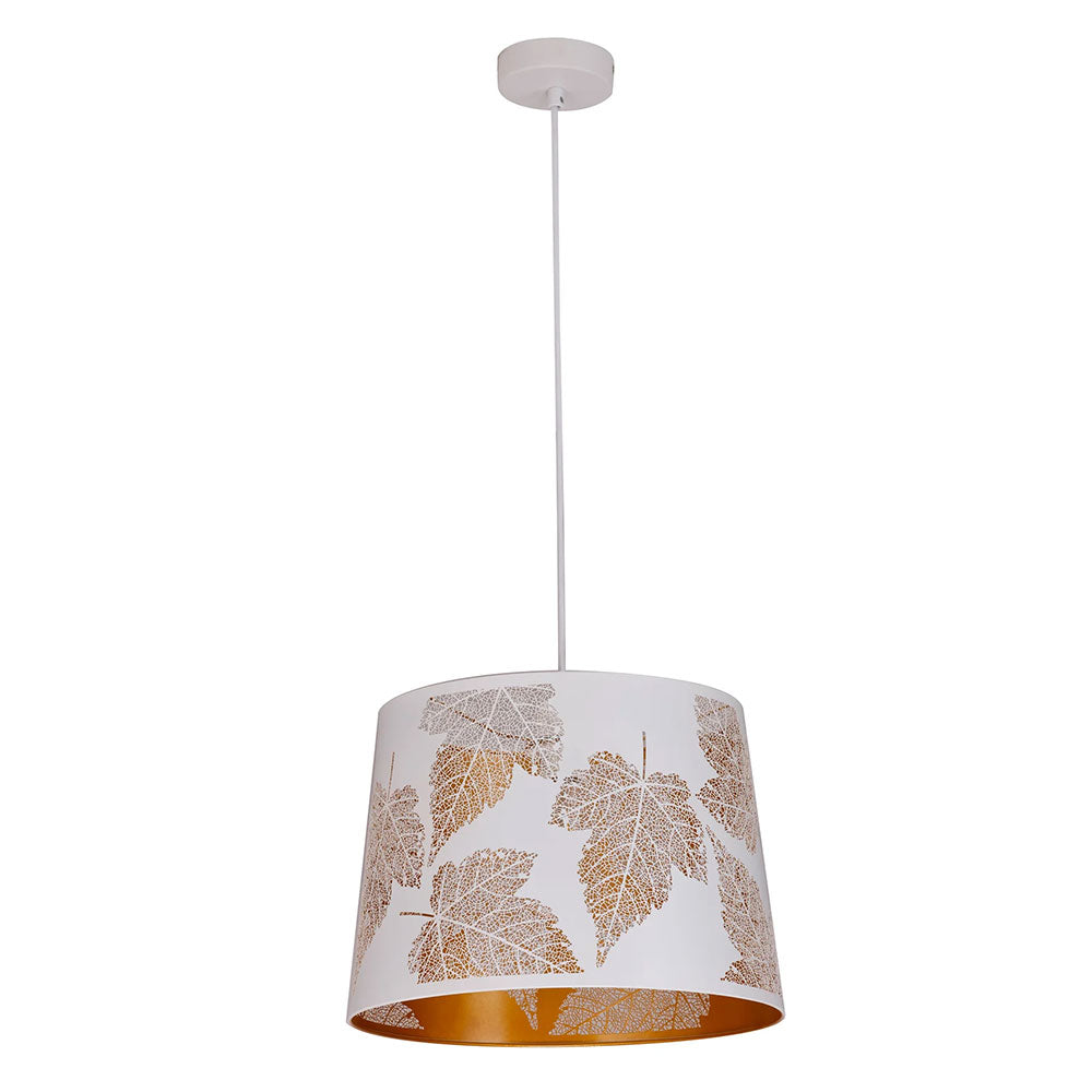 Penshade Laser Cut With Maple Leaf Pattern Pendant White - PENSHADE10