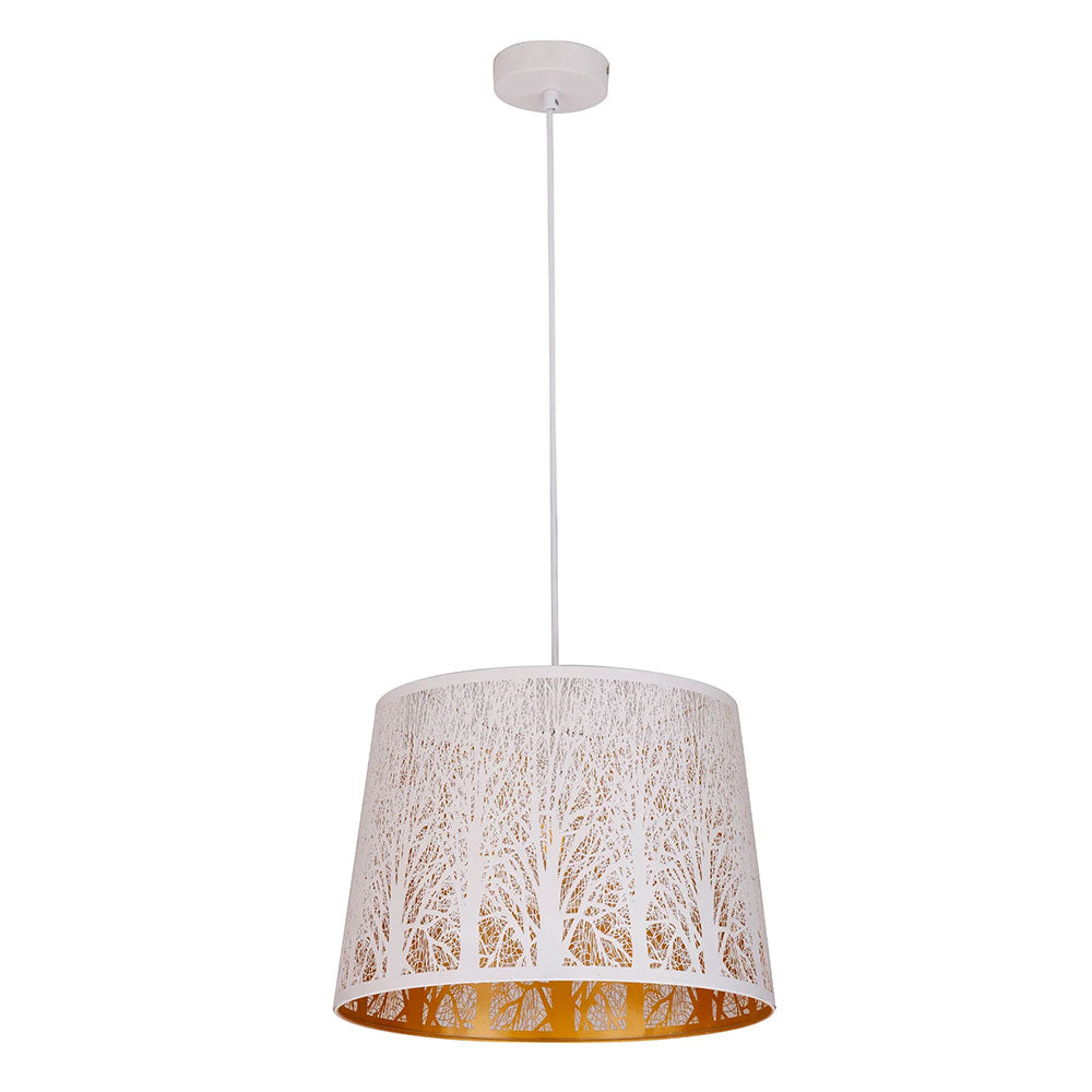 Penshade Laser Cut With Tree Pattern Pendant White - PENSHADE16