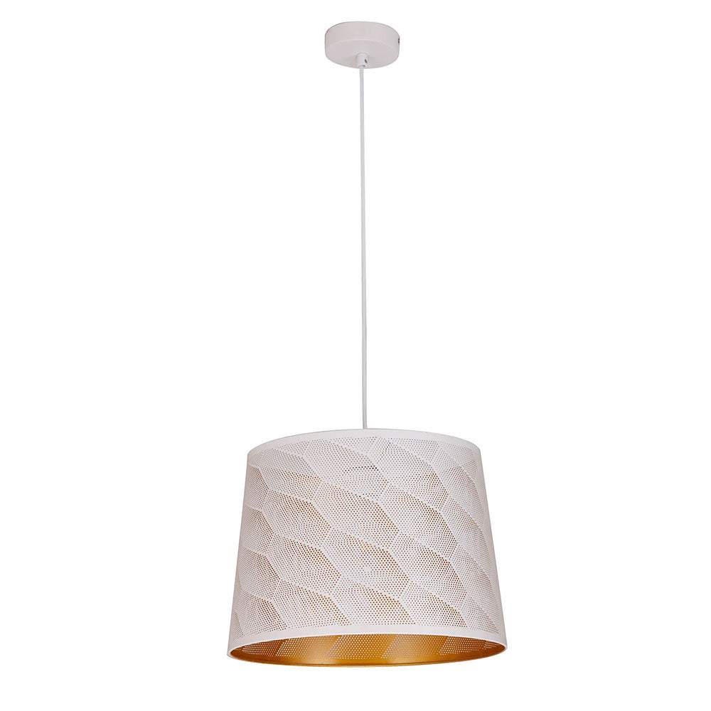 Penshade Laser Cut With Honeycomb Pattern Pendant White - PENSHADE18