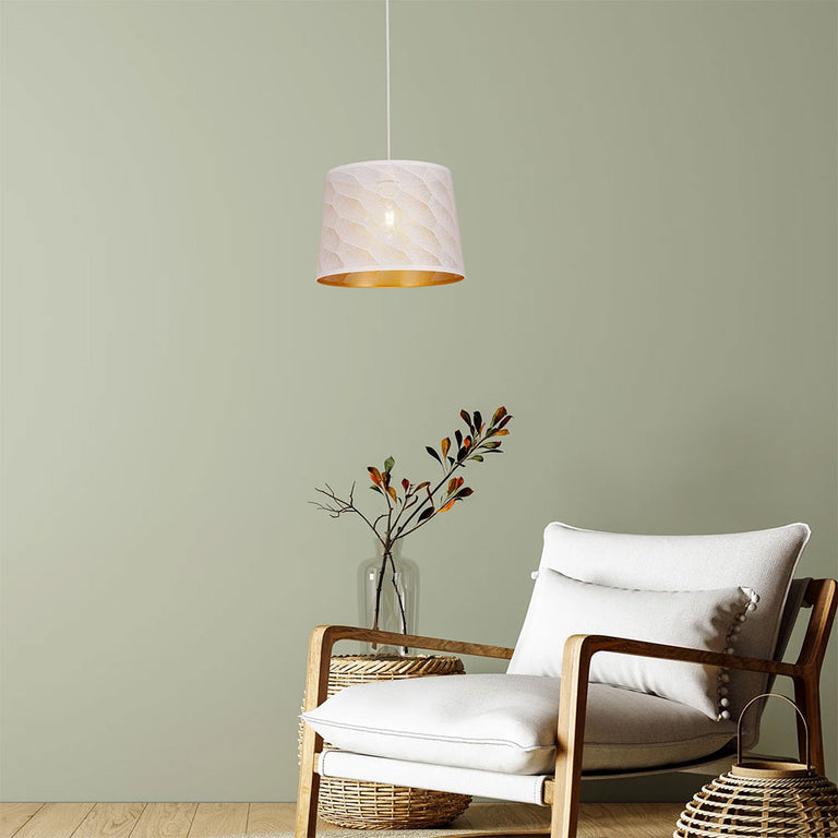 Penshade Laser Cut With Honeycomb Pattern Pendant White - PENSHADE18