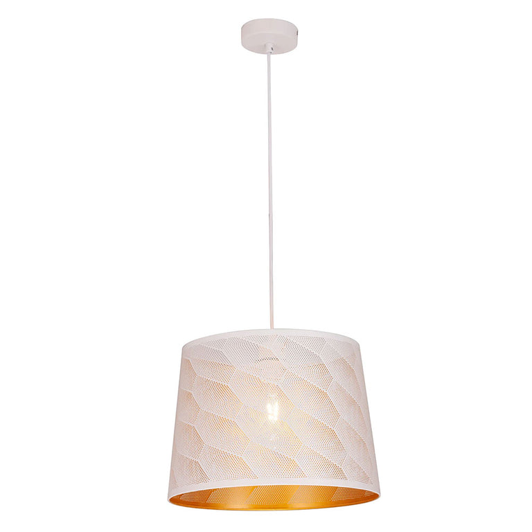 Penshade Laser Cut With Honeycomb Pattern Pendant White - PENSHADE18