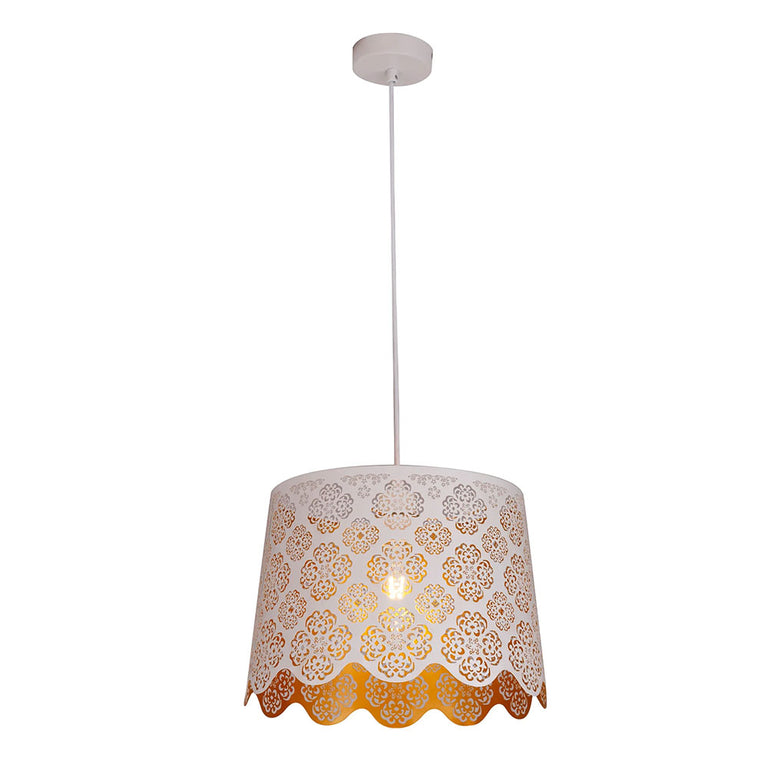 Penshade Laser Cut With Floral Pattern Pendant White - PENSHADE2