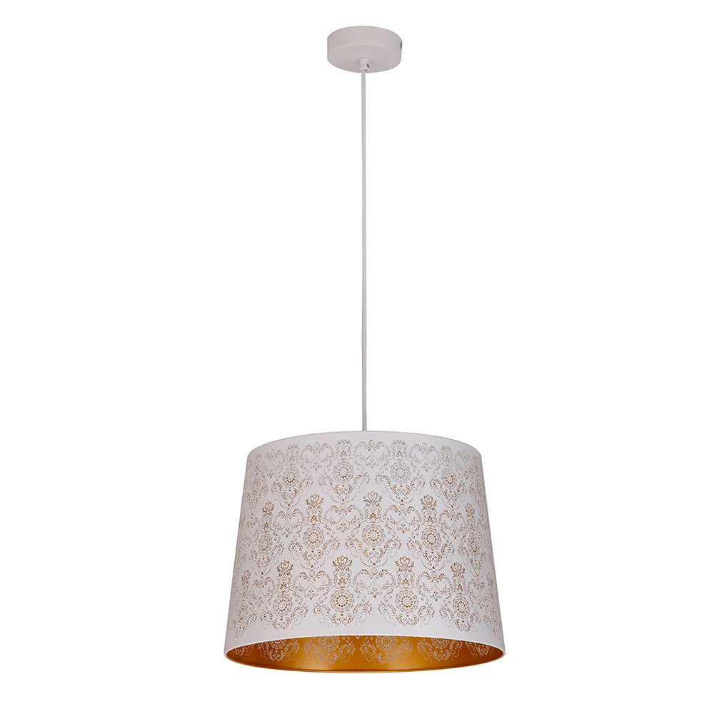 Penshade Laser Cut With Fleur Pattern Pendant White - PENSHADE6