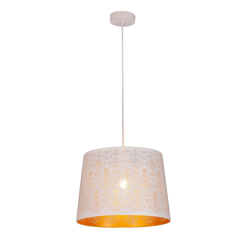 Penshade Laser Cut With Fleur Pattern Pendant White - PENSHADE6
