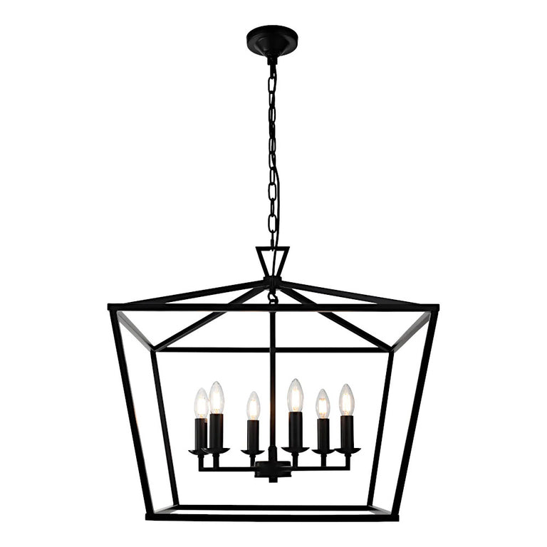 Perigan 6 Light Pendant Black - PERI6PBLK