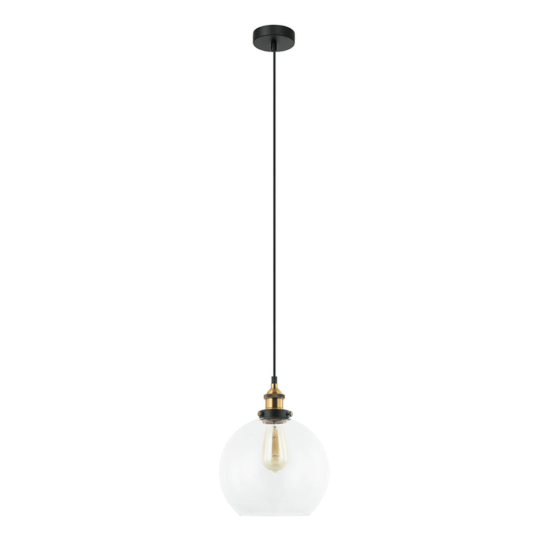 Interior 250mm Glass Pendant Antique Brass / Clear - PESINI1
