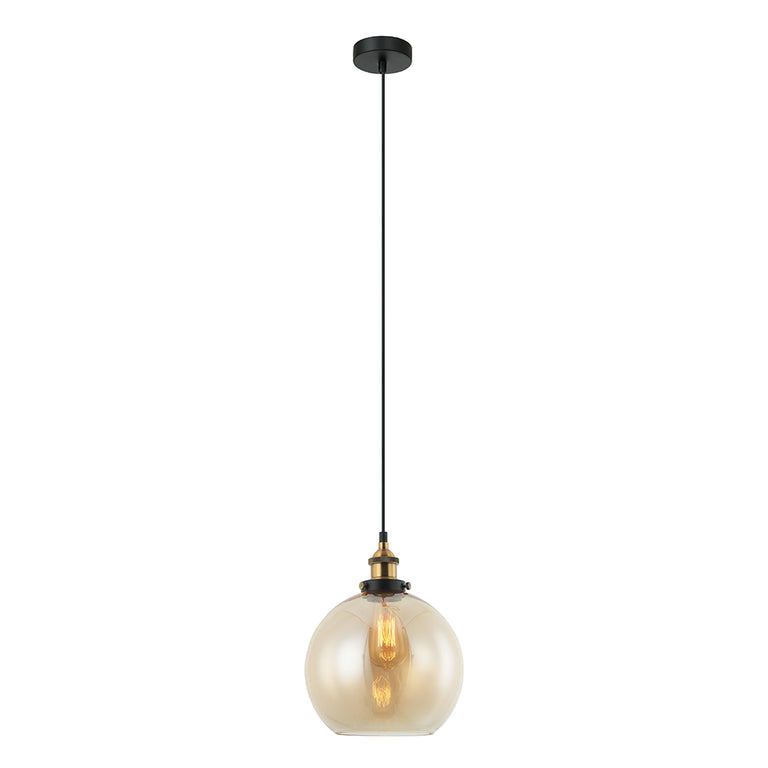 Interior 250mm Glass Pendant Antique Brass / Amber - PESINI3