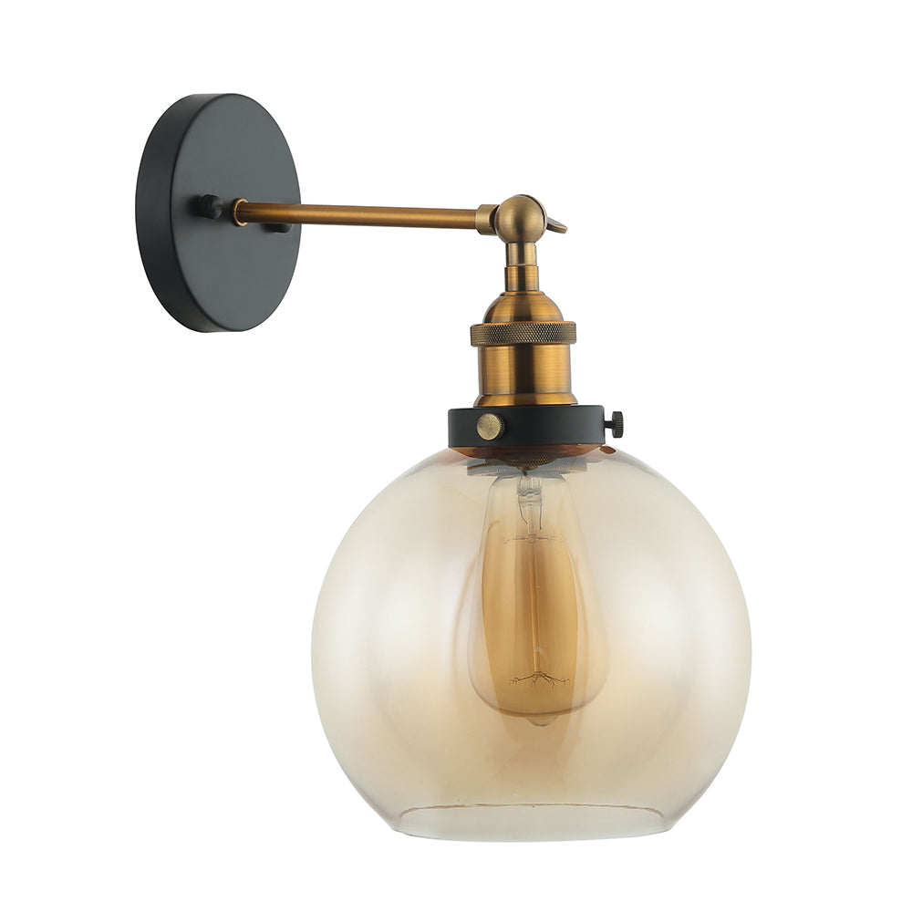 Interior 200mm Glass Adjustable Wall Light Antique Brass / Amber - PESINI3W