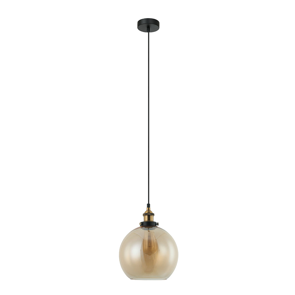 Interior 250mm Glass Pendant Antique Brass / Amber - PESINI3