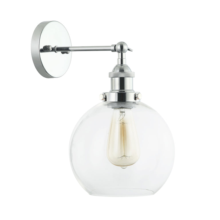 Interior 200mm Glass Adjustable Wall Light Chrome / Clear - PESINI4W