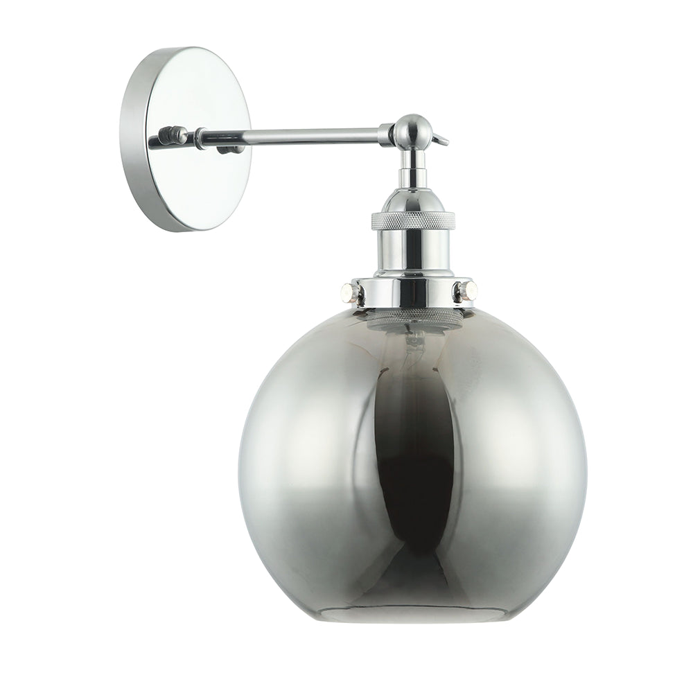 Interior 200mm Glass Adjustable Wall Light Chrome / Black Smoke - PESINI5W