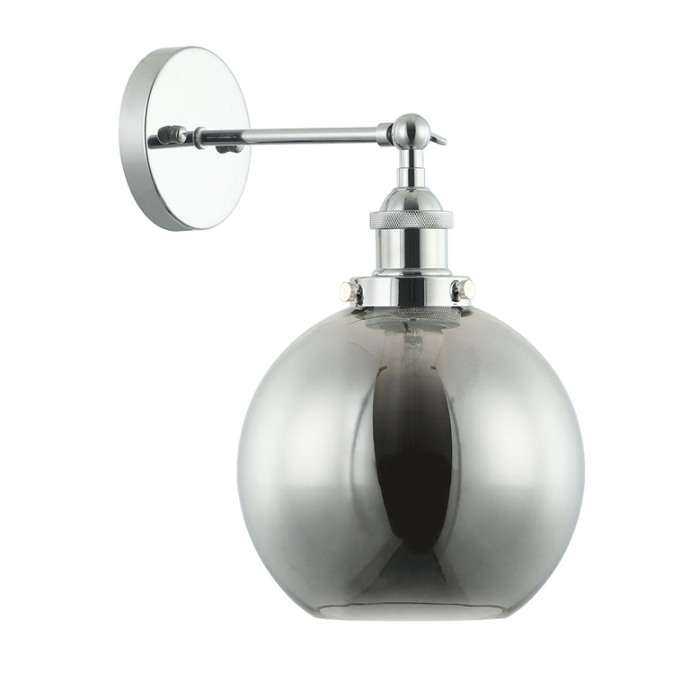 Interior 200mm Glass Adjustable Wall Light Chrome / Black Smoke - PESINI5W