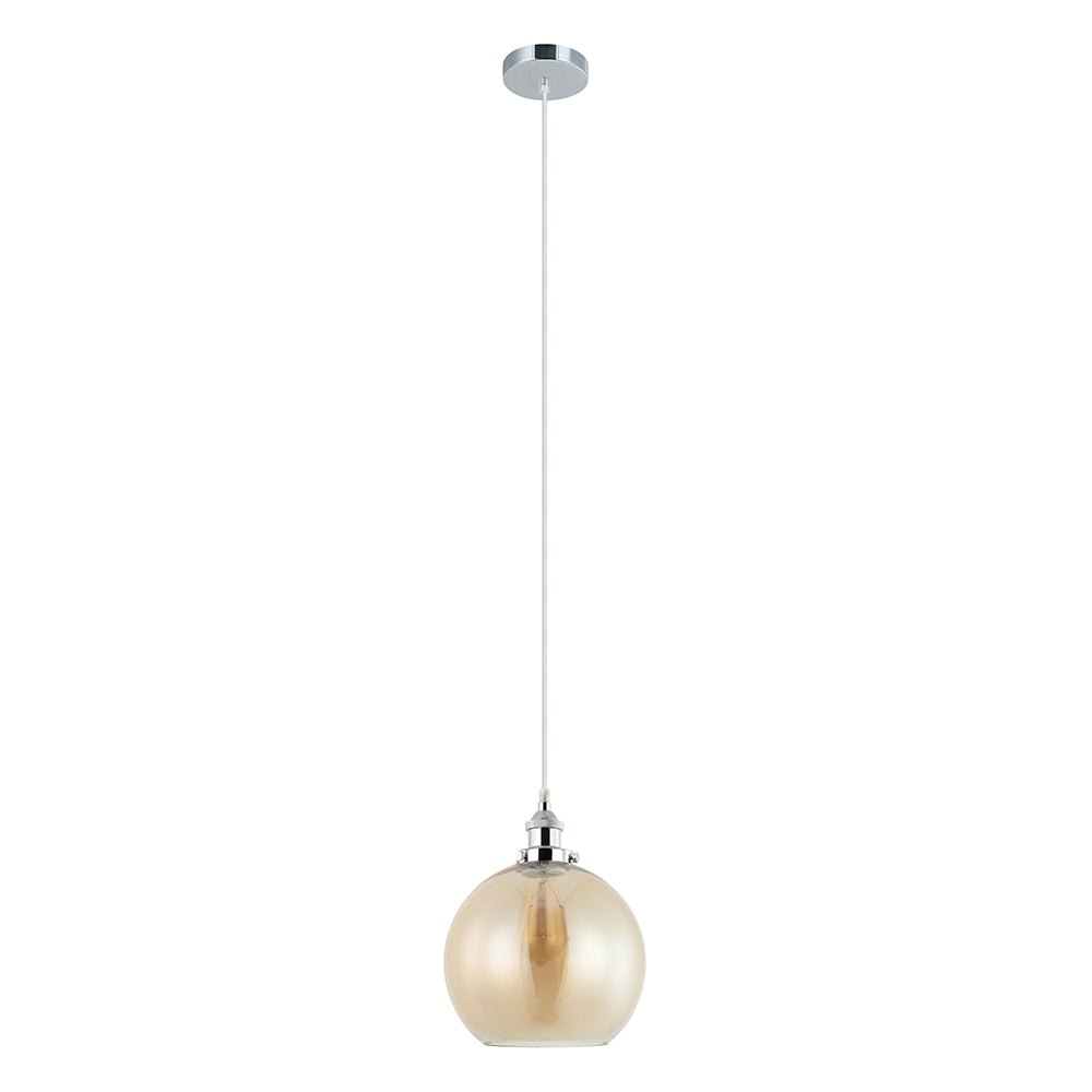 Interior 250mm Glass Pendant Chrome / Amber - PESINI6